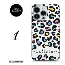 Personalised Animal Print Phone Case Name Silicone Cover For Iphone 11 12 13 15