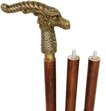 Nautical Antique finish Dragon Head Handle Brown wooden vintage Walking Stick