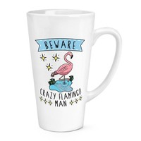 Beware VerrüCkte Flamingo Mann 483Ml Groß Latte Becher Tasse - Lustig Tiere Pink