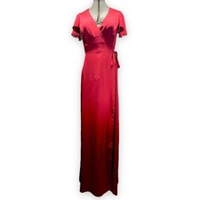 Show Me Your MuMu Noelle Wrap Dress Ruby Luxe Satin Red Womens S