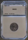 1943 S Lincoln Wheat Cent/Penny PCI MS65