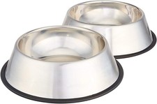 Stainless Steel Non-Skid Pet Dog Water and Food Bowl, 2-Pack 10 X 2.8 Inches ,