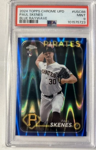 2024 Topps Chrome Update Paul Skenes RC Blue Raywave Refractor /150 PSA 9