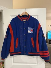 Vintage 90s Nutmeg New York Rangers Wool Jacket Large Bomber NHL