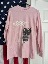 Pink Cat Graphic Print T-Shirt Mens S Cotton ...