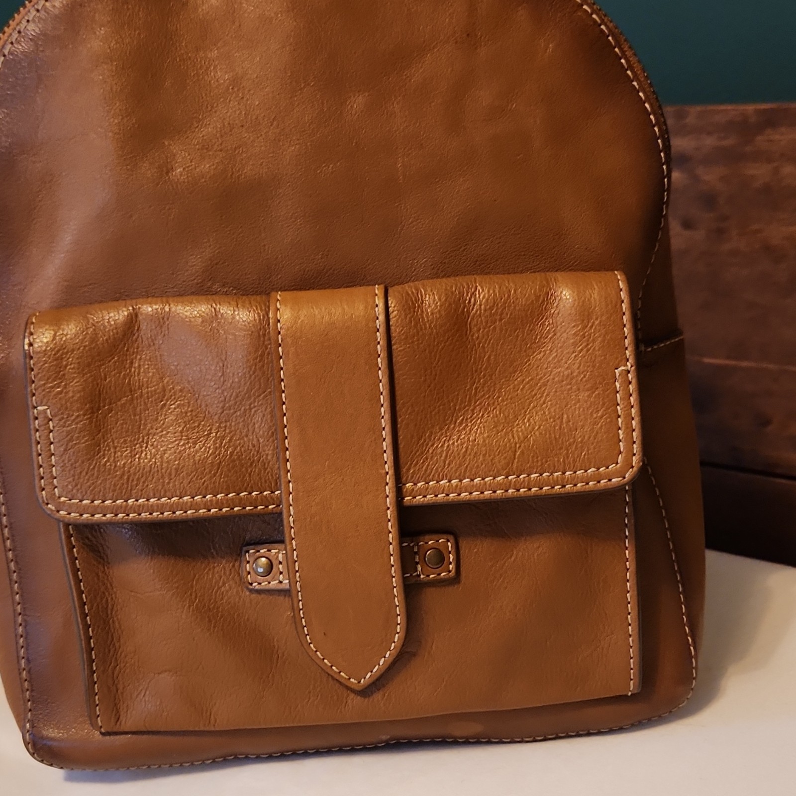 Frye Brown/Tan Backpack Adjustable Strap Pockets … - image 3