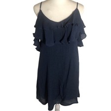 Jella C. Cold shoulder blue ruffled dress Sz Medium spaghetti strap