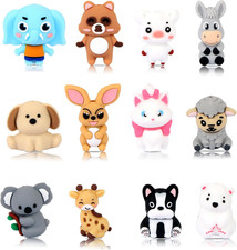 3D Animal Silicone Beads for Keychain Making, 12 PCS Silicone Focal Beads for Pe