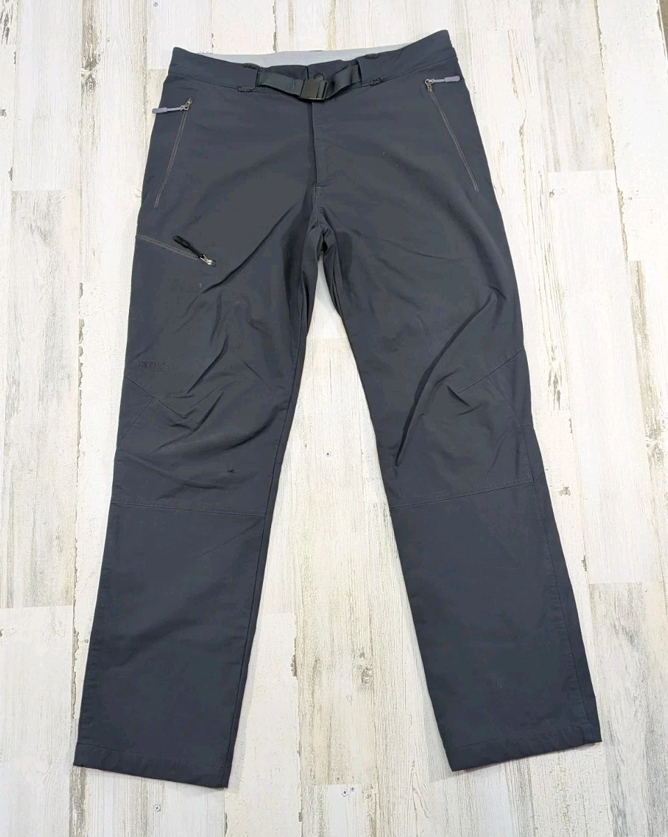 Rab Pants Mens Fits 35x32 Gray Softshell Lined Belted Hiking Trekking* Tag 34x32