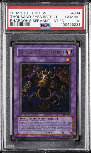 2002 YU-GI-OH! PSV-PHARAOH'S SERVANT 1ST EDITION THOUSAND-EYES RESTRICT PSA 10
