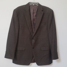 Ralph Lauren Blazer Sport Coat Men's 44R Brown Classic Wool Windowpane Plaid