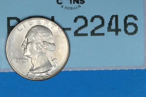 1945 BU 25C WASHINGTON SILVER QUARTER EARLY US TYPE COIN RAW-2246