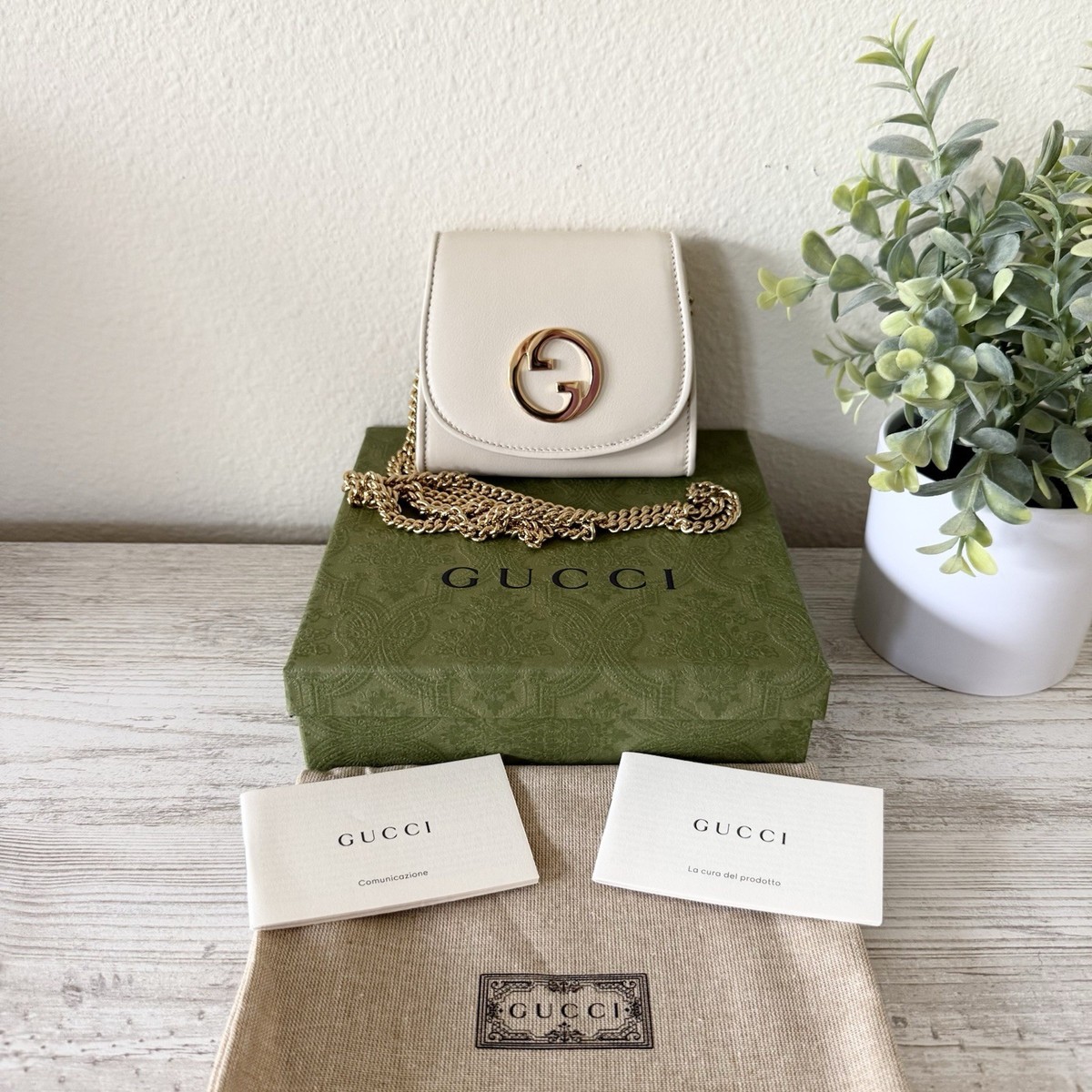 【GUCCI】BLONDIE CHAIN CROSSBODY BAG GUCCI Roxy Calfskin Blondie Chain Shoulder Flap Bag Mystic