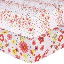 Floral Sprinkles Microfiber Crib Sheet Set 2 Pack Ballerina Pink 28x52 Inches