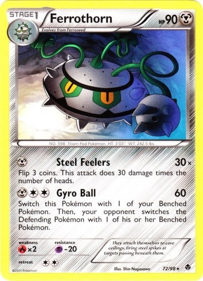 Ferrothorn - 72/98 - Rare Near Mint Emerging Powers