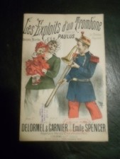 ANCIENNE PARTITION DE MUSIQUE - LES EXPLOITS D'UN TROMBONE.