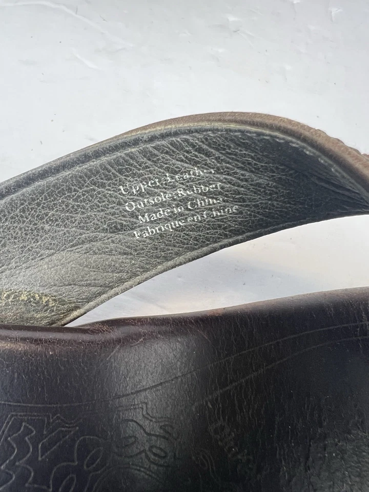 OLUKAI MEA OLA - Men's Slide Flip Flops Shoes Size 14 Brown Leather - Image 3 of 4