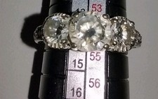 Vintage 925 sterling Silver Clear Rhinestone Ring Sz 7 Weight 3.7g