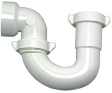 Lavatory/Kitchen Wall Drain Trap With Nuts Washers, White Plastic - 480-152