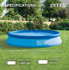 Intex Easy Set Up Inflatable Swimming Pool Filter Pump 12 Feet Dia 30 Inches Hgt