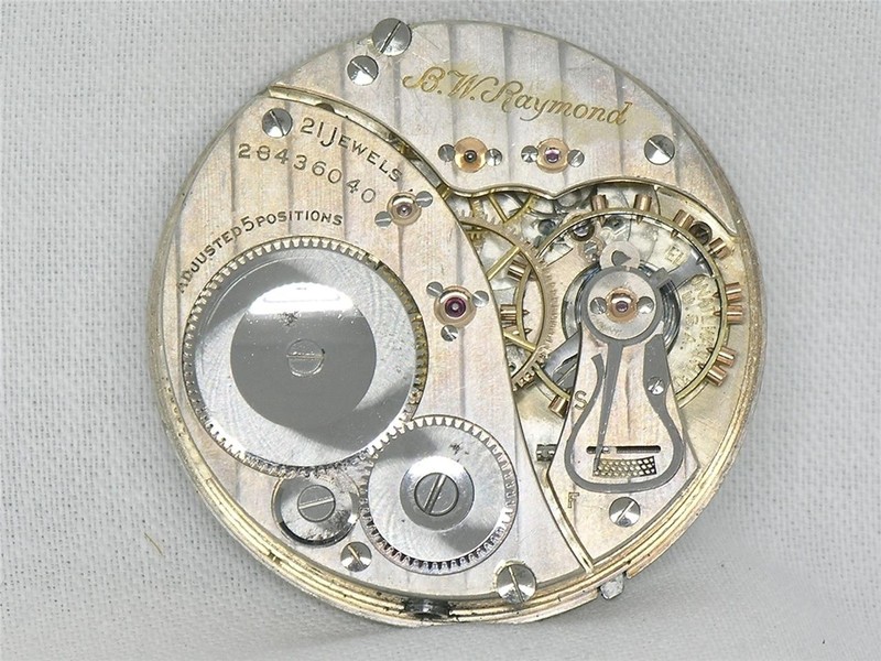 21 JEWEL ELGIN GR 472 "INVAR" BW RAYMOND 16S RAILROAD POCKET WATCH MOV'T & DIAL