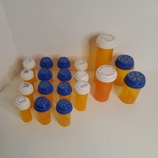 Prescription Bottles, Assorted Sizes, 19 Total