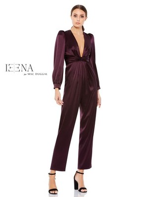 IEENA for Mac Duggal A2647 Plunging Neckline Jumpsuit Size 12