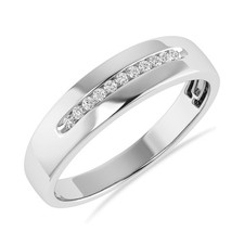 Men's Wedding Band 0.10 Cttw Natural Round Diamond Band/Ring in 10K White Gold