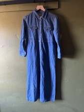 Vintage 1990 s FADS Midi Denim Cotton Button-Front Shirt Dress 8P