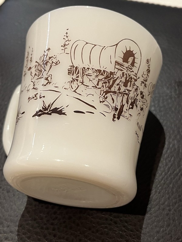 Davy Crockett Fire King Oven Ware Milk Glass Cup Mug Vintage