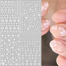 White Flower Nail Art Stickers 3D Self Adhesive Nail Design Nail Art Supplies 