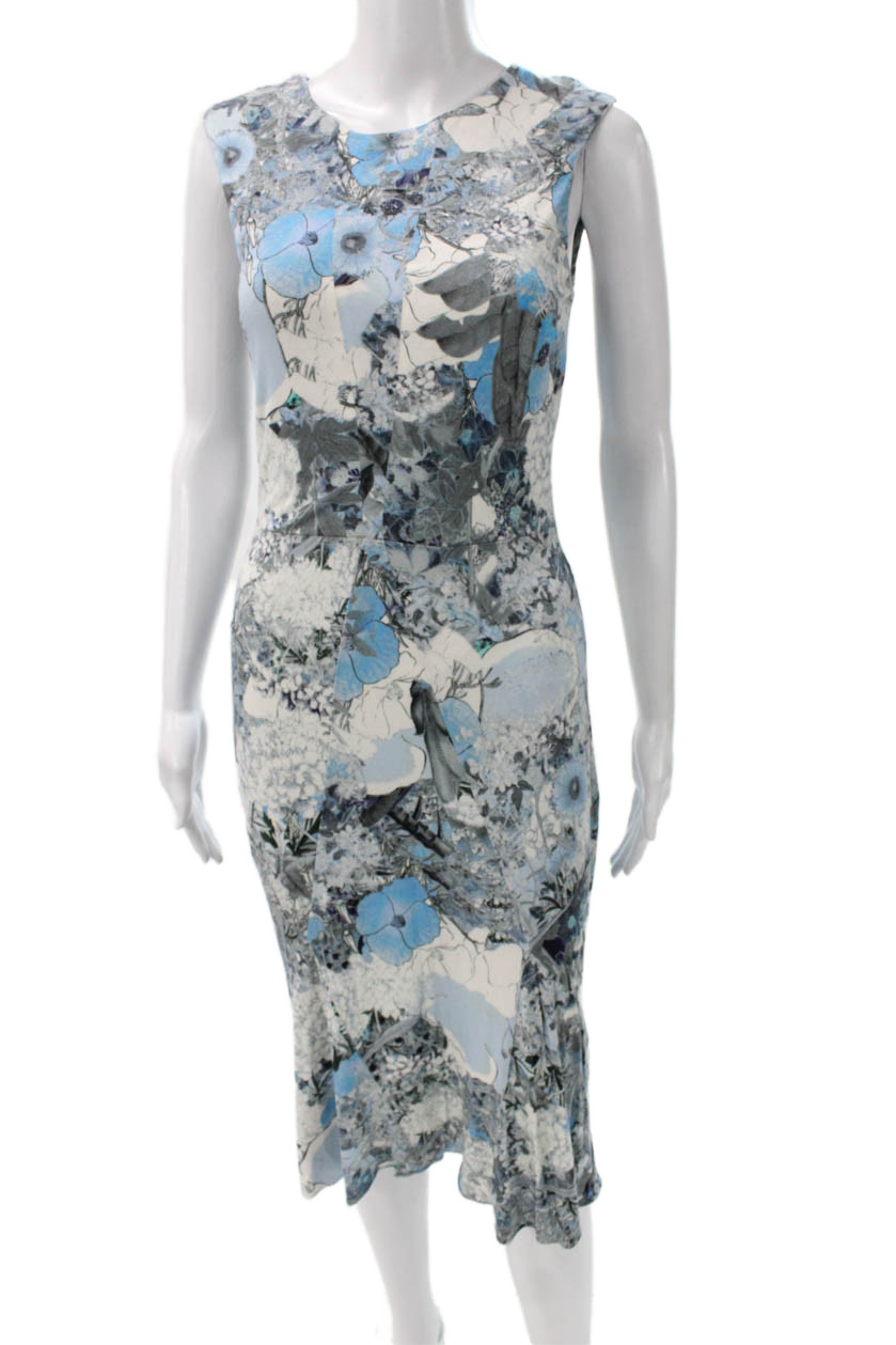 Erdem Women Bodycon Dress Floral Mid-Calf Round Neck Sleeveless Nylon Size 4Free Shipping in US $100+ Orders | $6.95 Orders Below