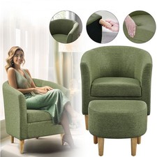 Modern Bucket Back Armchair Living Room Single Tub Accent Chair Sofa + Footstool