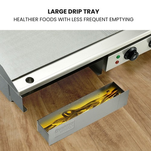 THERMOMATE Commercial Electric Griddle 4400W 73x40cm Half Ribbed Surface - Picture 7 of 12