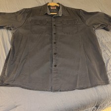 Wrangler Men's Button Up Shirt XL Gray Smooth Canvas Short Sleeve
