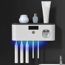 Wall-mounted Toothpaste Dispenser with Bathrooms Toothbrush Holders