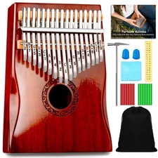 Kalimba Thumb Piano,Portable 17 Keys Mbira Finger Piano with Tune Hammer and ...