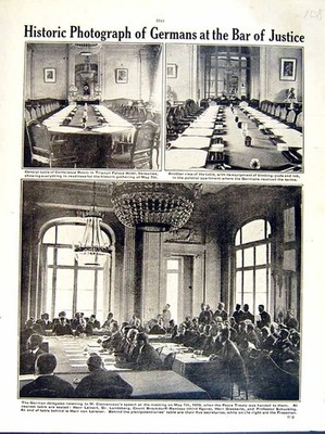 Original alter Vintage Druck 1919 Weltkrieg Trianon Hotel Versailles Clemenceau