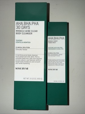 SOME BY MI AHA BHA PHA 30 Days Miracle Acne Clear Body Cleanser & Toner Mist Set