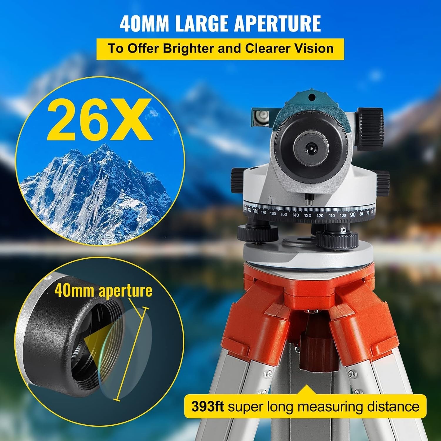 Transit Level Components Automatic Transit Level 26X Optical Survey Equipment Auto Level Kit ...
