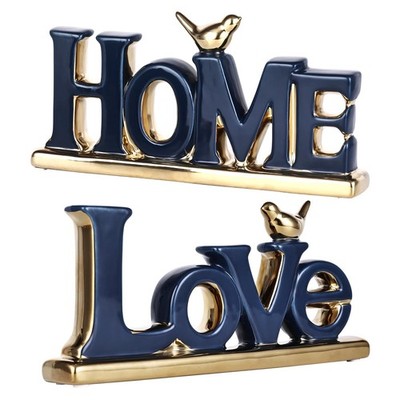 Love Sign Decor,Blue and Gold Room Decor Aesthetic, Knick Knack Shelf,Gold Bi...