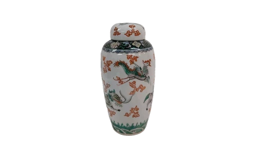 Chinese Famille Verte Porcelain Ginger Jar Dragon Kylin Design Grantown