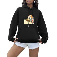 Plus Size Cute Guinea Pig Eating Sandwich Hoodie Sweatshirt Casual Pullover
