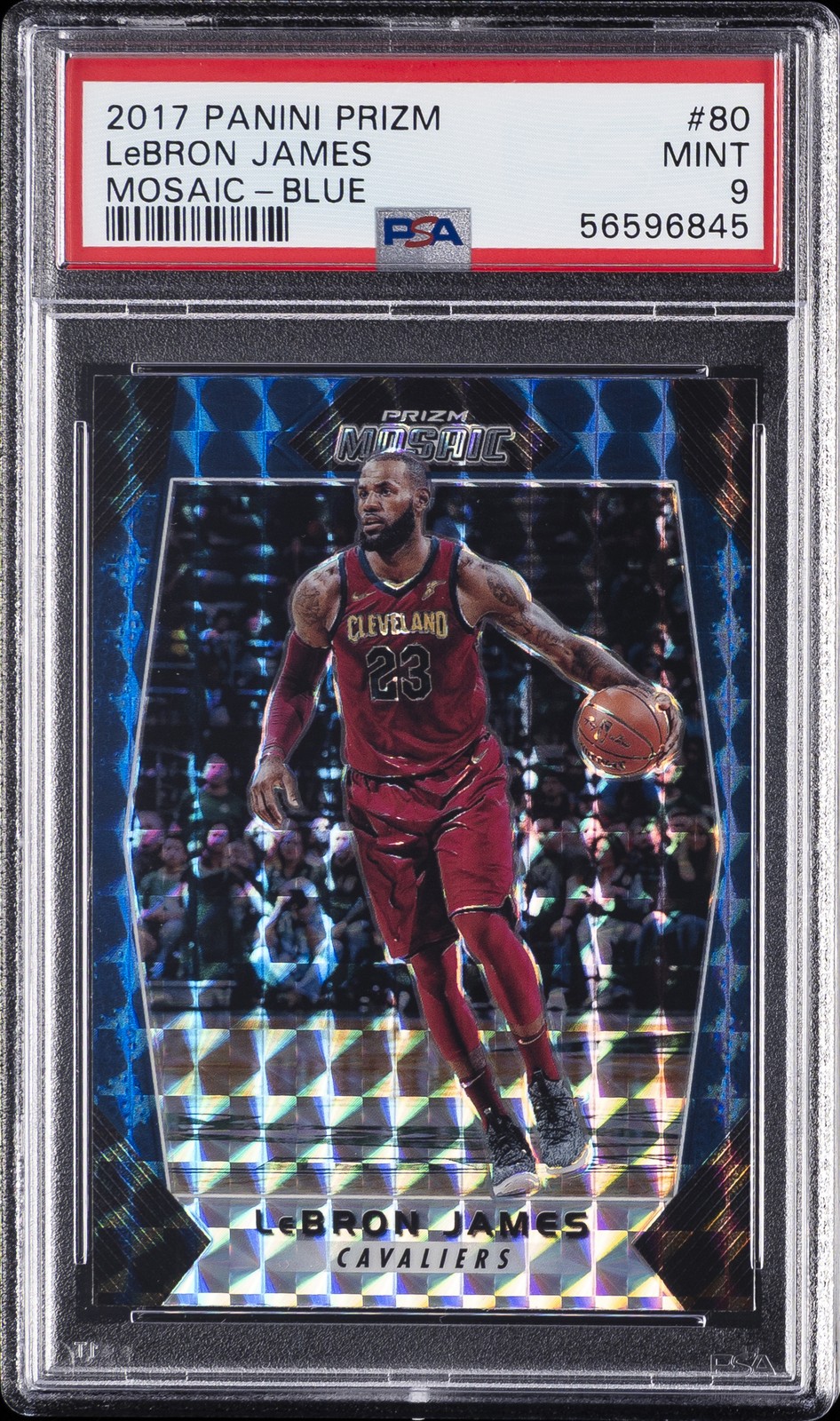2017 PANINI PRIZM MOSAIC BLUE #80 LEBRON JAMES PSA 9