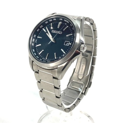 Seiko 7B75-0AA0 Titane Date Radio Vague Contrôle Solaire Homme Montre Auth Works - Photo 4 sur 8