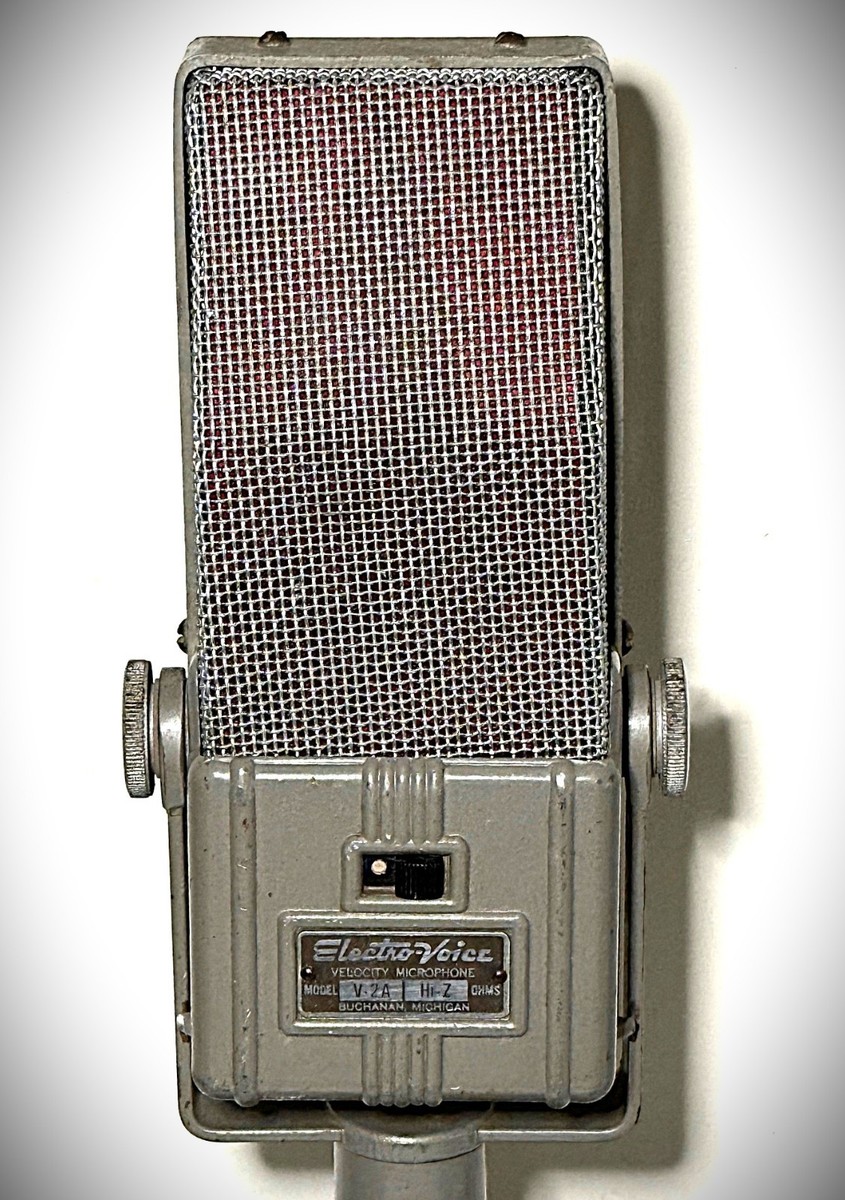 Vintage 1940's Electro-Voice V2A Ribbon Microphone, works, w/stand