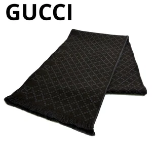Foulard GUCCI Diamante laine soie marron gris 75,6 x 11,4 pouces excellent état