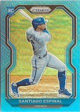 2021 Panini Prizm Santiago Espinal Blue Prizm SP RC Los Angeles Dodgers