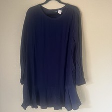 Gap Flounce Hem Dress Navy Blue Long Sleeve XL NWT