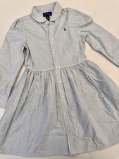 Ralph Lauren Girls Size 6 Classic Oxford Long Sleeve Button Down Cotton Dress
